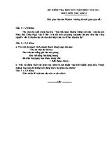 Đề kiểm tra học kì I môn Ngữ văn Lớp 8 - Năm học 2010-2011